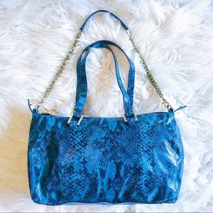 Juicy Couture Blue Snakeskin Shoulder Bag with Chain Strap
